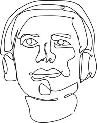 sketch of a person with a headphone