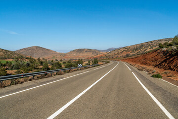 Road between Arid Mountains, Morocco. 