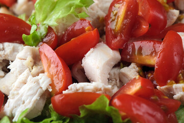 Caesar Salad. Macro photo of fresh and tasty salad
