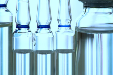 Abstract of ampules and vial, light diffraction
