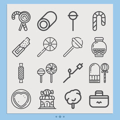 Simple set of candies related lineal icons.