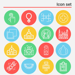 16 pack of cross  lineal web icons set