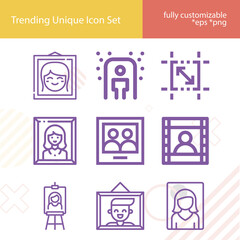 Simple set of characterization related lineal icons.