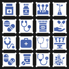 16 pack of medical science  filled web icons set