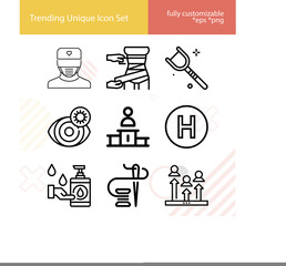 Fototapeta premium Simple set of surgery related lineal icons.