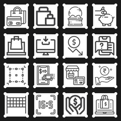 16 pack of percentage  lineal web icons set