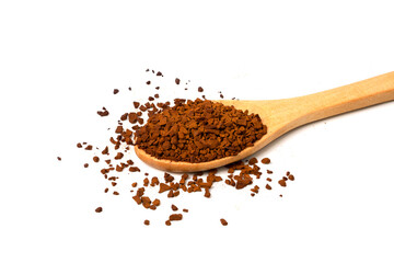 Instant Coffee powder in wooden spoon