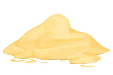 Pile of sand detailed drawing isolated on white background. Sandy dune in desert or at beach, construction or manufacturing material. Decorative design elementfor ui, assets stock vector