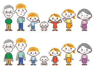 Cartoon family vector illustration かわいい家族セット