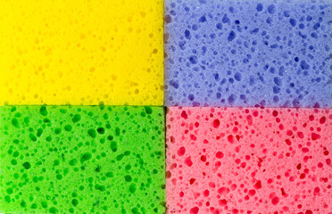 Fototapeta premium Multi-colored sponges for washing dishes. Washcloths.