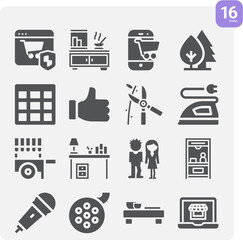 Simple set of stand related filled icons.