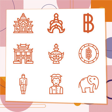 Simple set of 9 icons related to malaysia