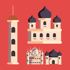 Islamic mosque icon collection vector design