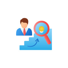 Identifying potential flat icon. Personal growth concept. Self improvement and talent acquisition.Personal strengths development. Human resources management. 3D color vector illustration