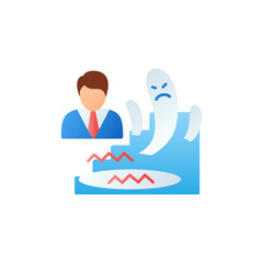 Fear zone flat icon. Route to success. Self improvement and self realization. Business and career development. Fear fighting. 3D color vector illustration