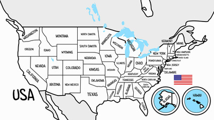 Naklejka premium USA Vector Map - United States of America Vector Background