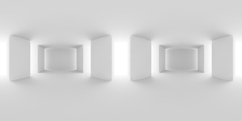 HDRI map of abstract white empty room with columns