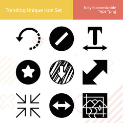 Simple set of diameter related filled icons.