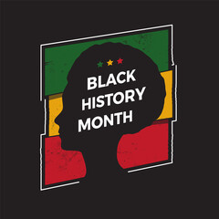 Black History Month sign with female silhouette vector illustration