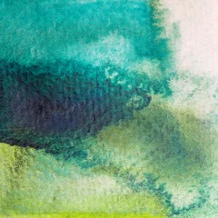 Tableau sur plexiglas  watercolor background texture green yellow grunge  © Alex