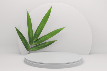Fototapeta na wymiar Tropical Podium minimal geometric and bamboo japanese decoration .3D rendering