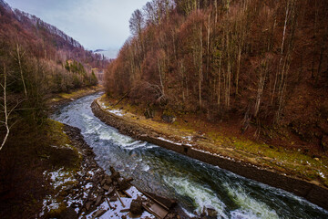Fototapeta na wymiar landscape with a mountain river in winter