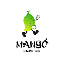 Mango fruit logo. Round linear logo of mango