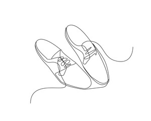 Elegant Shoes Single Line Art Drawing.     Men's Shoes Minimalist Illustration Continuous Line Drawing. Modern Minimal Contour Drawing. Vector EPS 10.