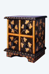 The application of batik to miniature ornate cabinets with wood material. Widely used as interior decoration of homes, offices and hotels 
