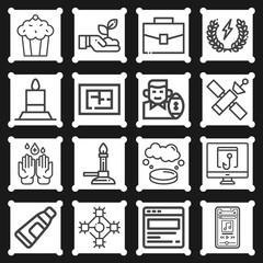16 pack of night  lineal web icons set