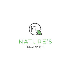 letter N nature logo design with simple line style