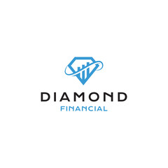 diamond financial logo design with simple line style