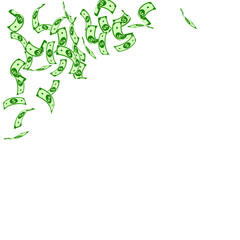 American dollar notes falling. Sparse USD bills on