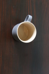 Modern Grey coffee mug on wooden table 