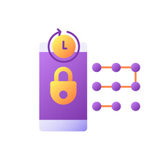 Request new PIN vector flat color icon. E wallet security system. Entering smartphone passcode. Bank personal account protection. Cartoon style clip art for mobile app. Isolated RGB illustration