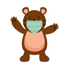 Fototapeta premium cute bear with face mask, colorful design