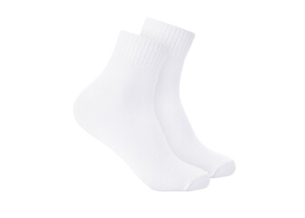 White color socks mockup for design isolated on white background. Set of short socks for sports as mock up and label for advertising, logo, branding. Pair sport cotton socks.