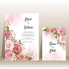 Fototapeta na wymiar Beautiful wedding invitation card with rose decoration