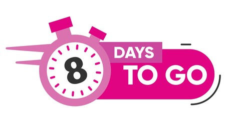 Eight Days Left Icon. 8 Days To Go.