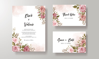 Fototapeta na wymiar Beautiful wedding invitation card with rose decoration
