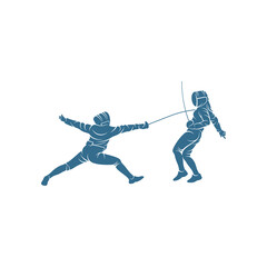 Fototapeta premium Fencing sport player design vector illustration, Creative Fencing sport logo template, icon symbol