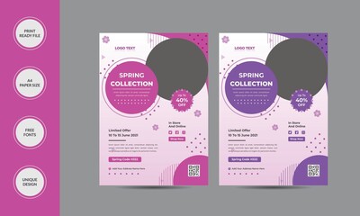 Spring Sale Flyer Templates with illustrations Vector layouts for Template.