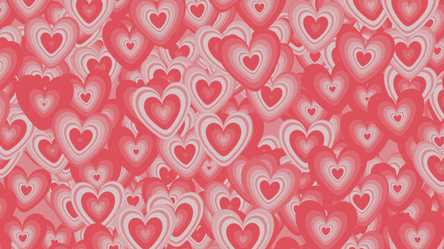 Multicolored Heart pattern background. Valentine Wallpaper with Red and White love hearts.
