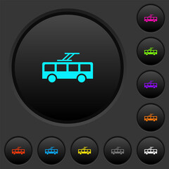 Trolley bus dark push buttons with color icons