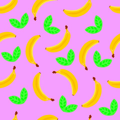 Obraz premium seamless pattern with bananas and leaves