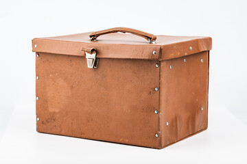 old brown box isolated on white background.