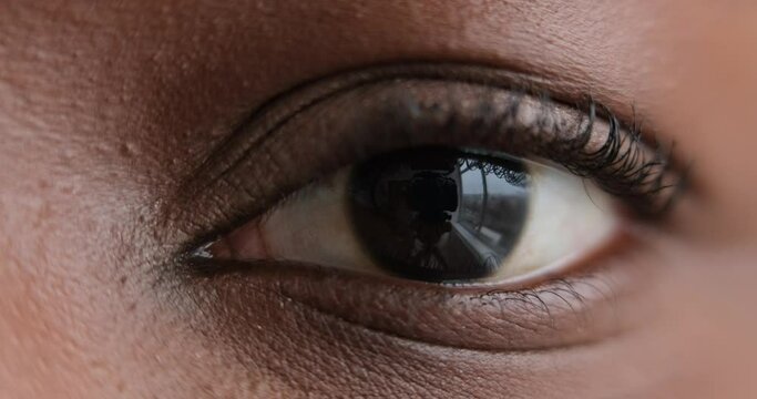 Close up of woman blinking her eye