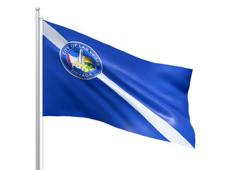 Aberdeen (city in Washington state) flag waving on white background, close up, isolated. 3D render