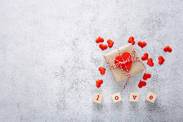 Flat lay romantic photography on natural background. Cute romantic greeting card template.	