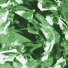 Modern contemporary acrylic background. Green texture made with a palette knife. Abstract painting on paper. Mess on the canvas.